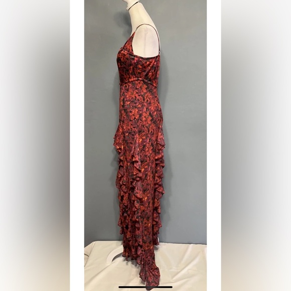 Cinq a Sept Sz 2 Red Stargazer Lilies Sleeveless Maxi Dress - Picture 6 of 8